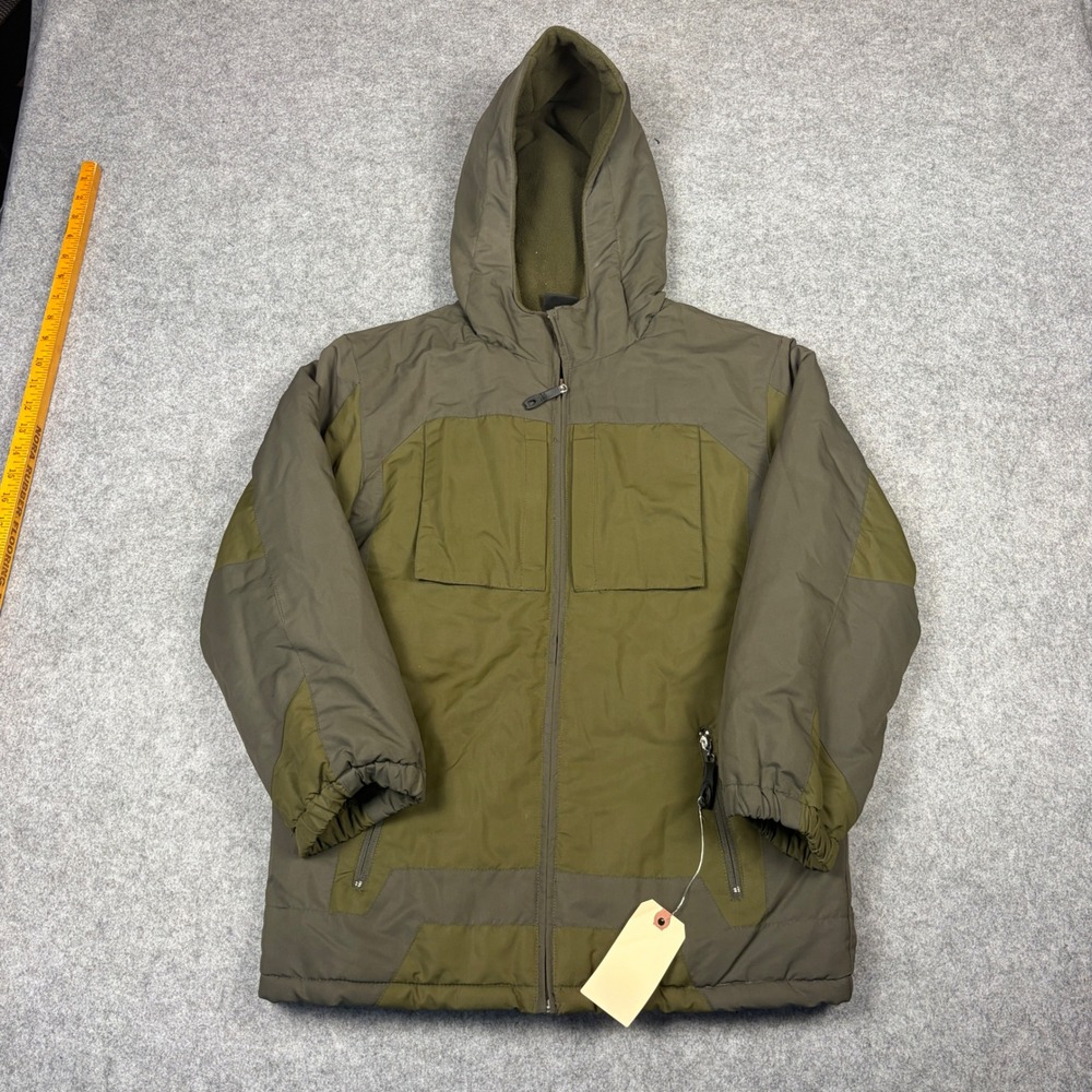 Athletech Boys Hooded Puffer Jacket Olive Green Brown Size 10/12 Fleece Lined